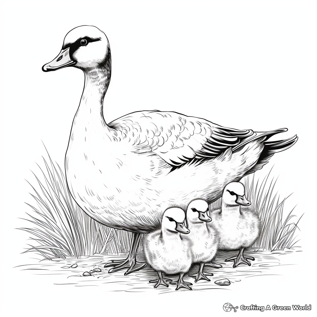 Canada Geese Family Coloring Sheets for Kids 1