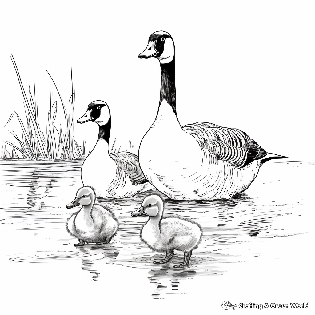 Canada Geese Family Coloring Sheets for Kids 2