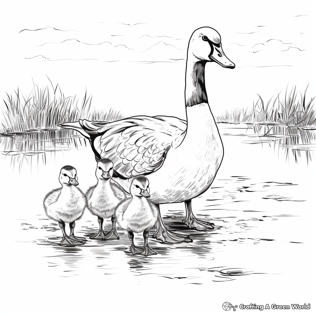Canada Geese Family Coloring Sheets for Kids 3