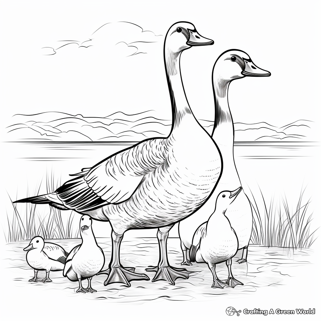 Canada Geese Family Coloring Sheets for Kids 4