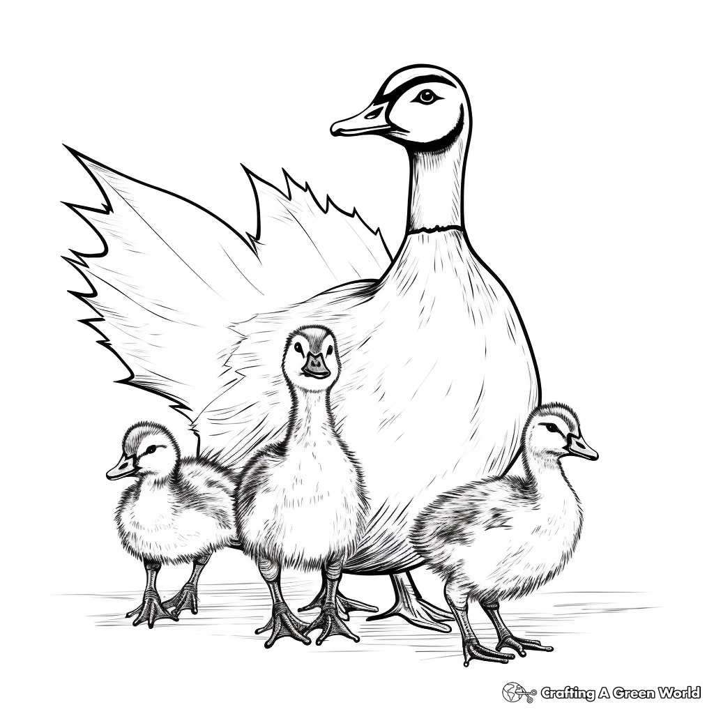 Canadian Flag and Canada Geese Coloring Pages 1