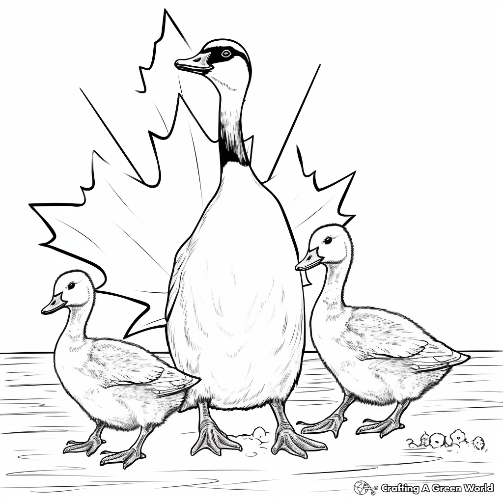 Canadian Flag and Canada Geese Coloring Pages 4