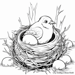 Canary Nest with Eggs Coloring Page 2
