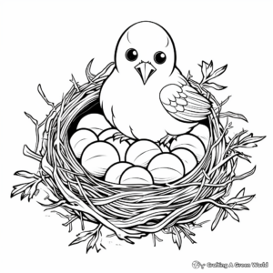 Canary Nest with Eggs Coloring Page 4
