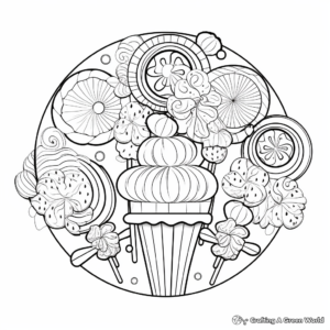 Candy-Inspired Mandala Coloring Pages for Adults 1