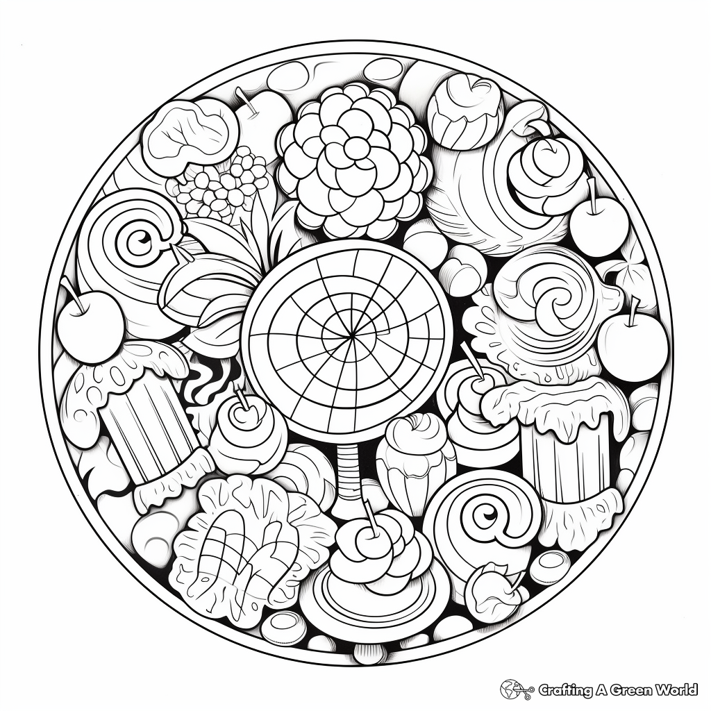 Candy-Inspired Mandala Coloring Pages for Adults 3