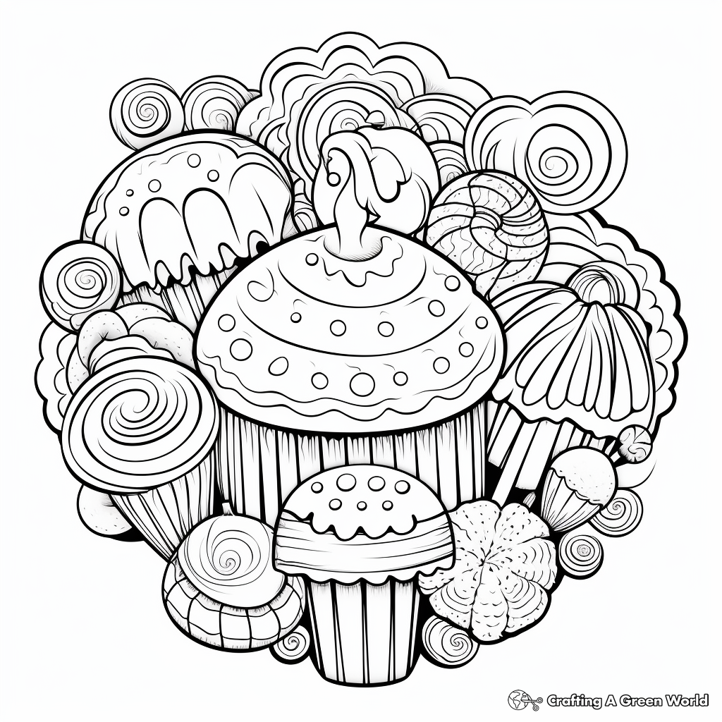 Candy-Inspired Mandala Coloring Pages for Adults 4