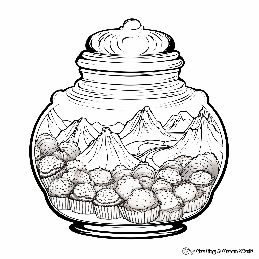 Candy Jar in Candyland Setting Coloring Pages 1