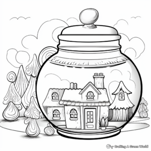 Candy Jar in Candyland Setting Coloring Pages 2