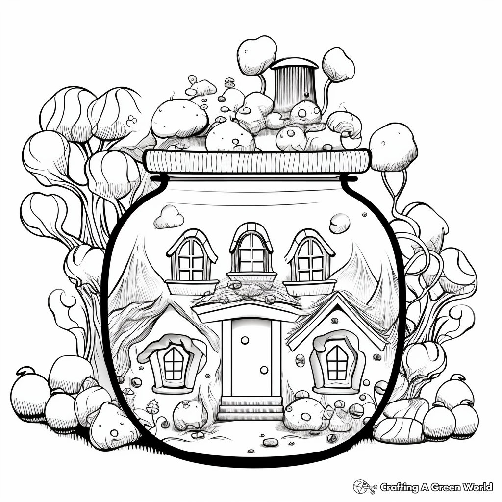 Candy Jar in Candyland Setting Coloring Pages 3