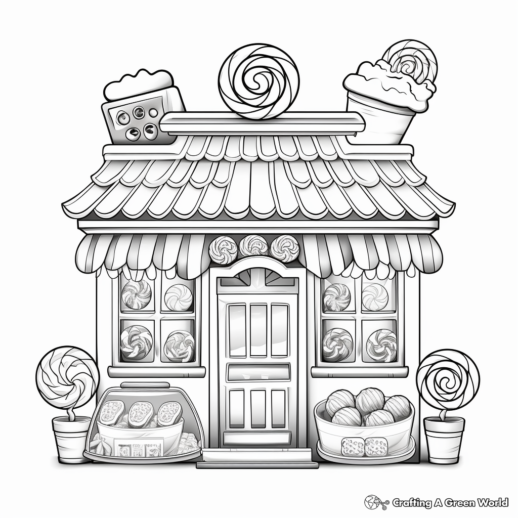 Candy Shop Front Coloring Pages 1