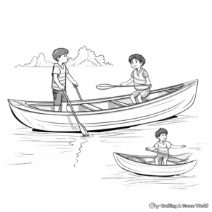 Canoe and Rowboat Comparison Coloring Pages 1