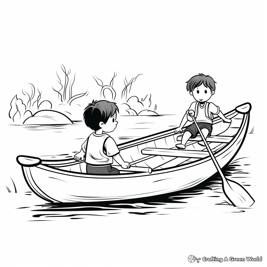 Canoe and Rowboat Comparison Coloring Pages 2