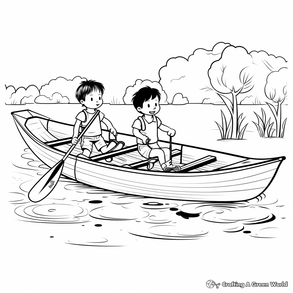 Canoe and Rowboat Comparison Coloring Pages 3