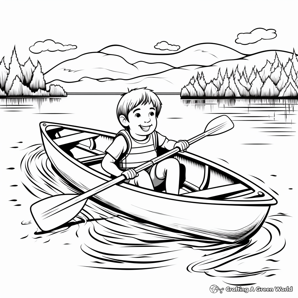 Canoe on a Calm Lake Coloring Pages 2