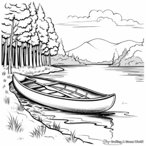 Canoe on a Calm Lake Coloring Pages 3