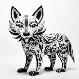 Captivating Alebrije Wolf Coloring Pages 1