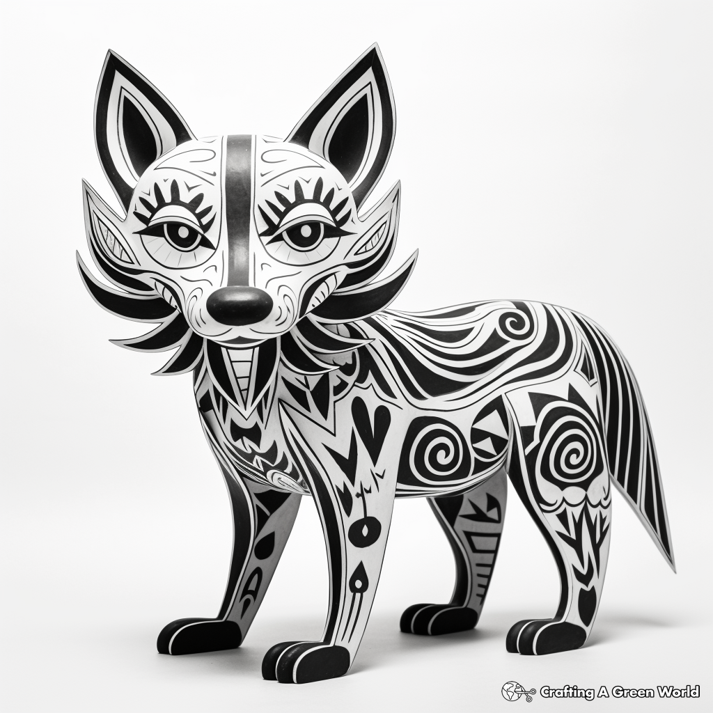 Captivating Alebrije Wolf Coloring Pages 1