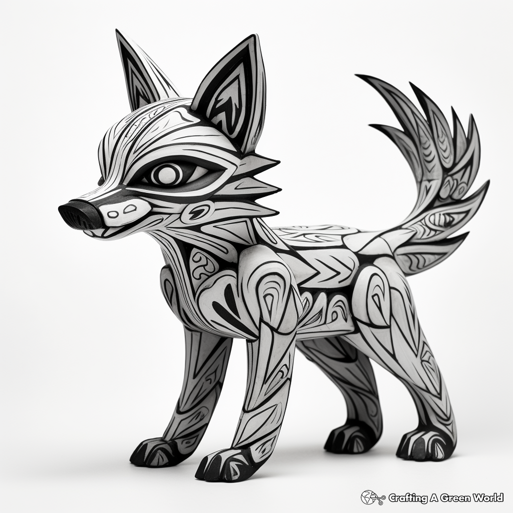 Captivating Alebrije Wolf Coloring Pages 4