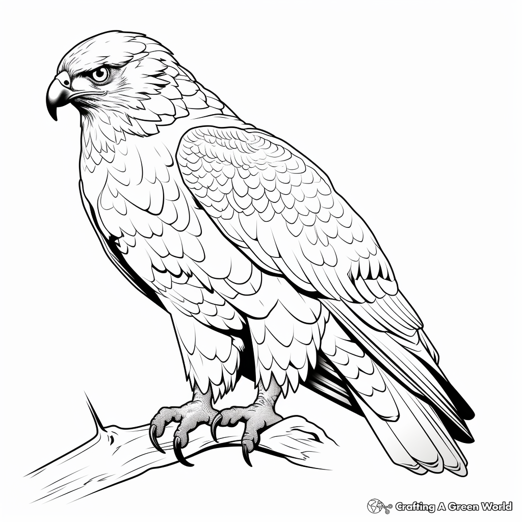 Captivating Bird of Prey Hawk Coloring Pages 3