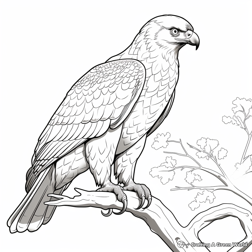 Captivating Bird of Prey Hawk Coloring Pages 4