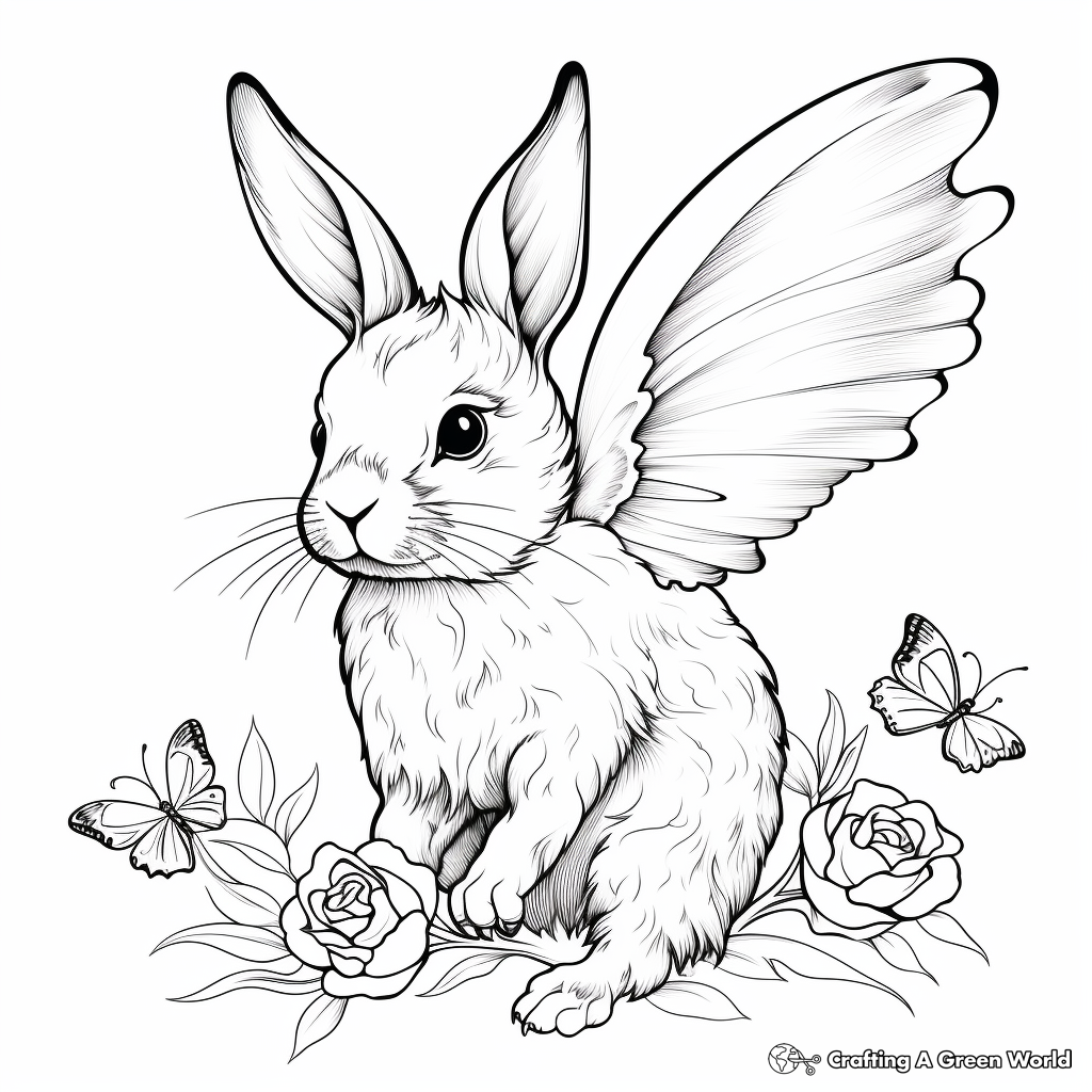 Captivating Bunny and Hummingbird Coloring Pages for Adults 3