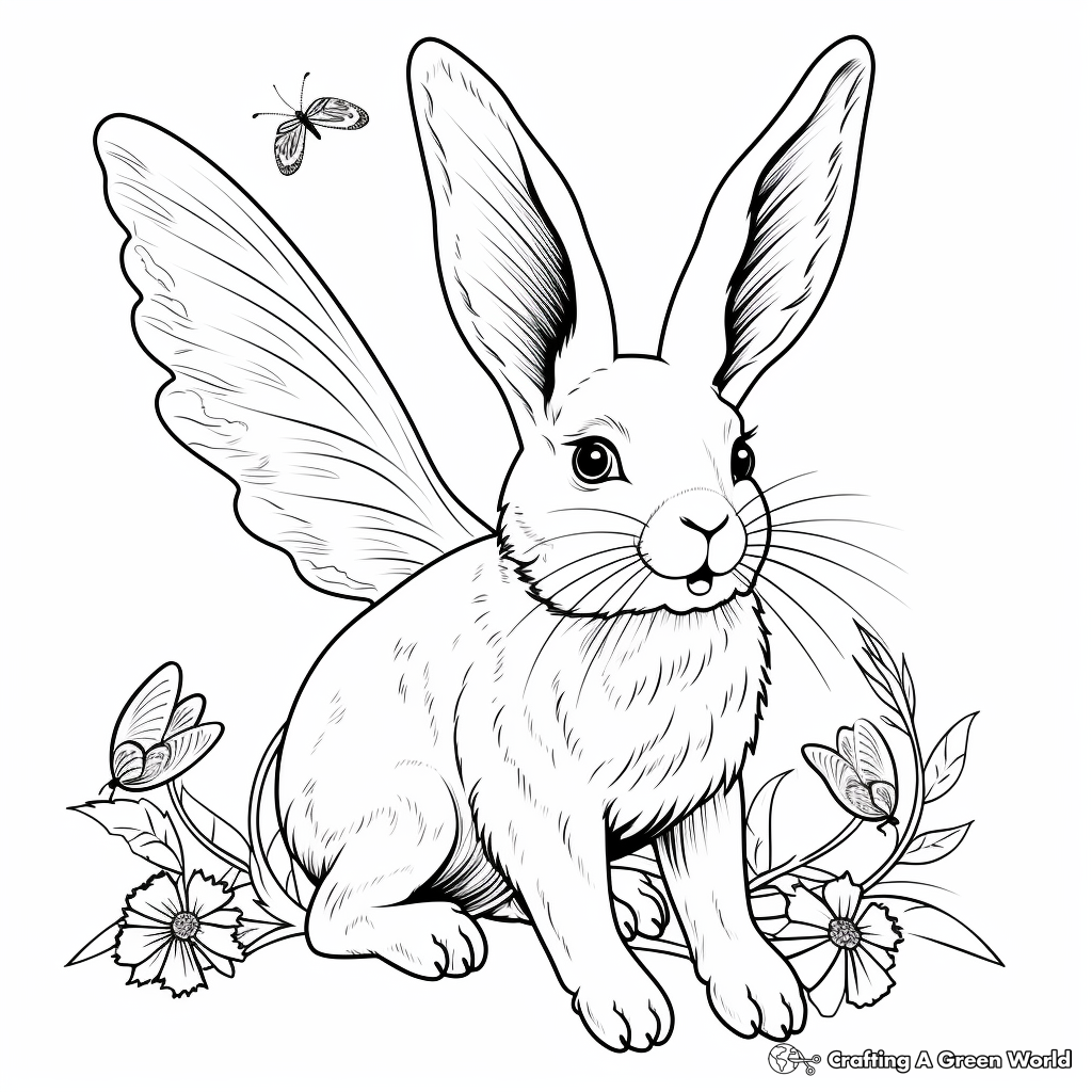 Captivating Bunny and Hummingbird Coloring Pages for Adults 4