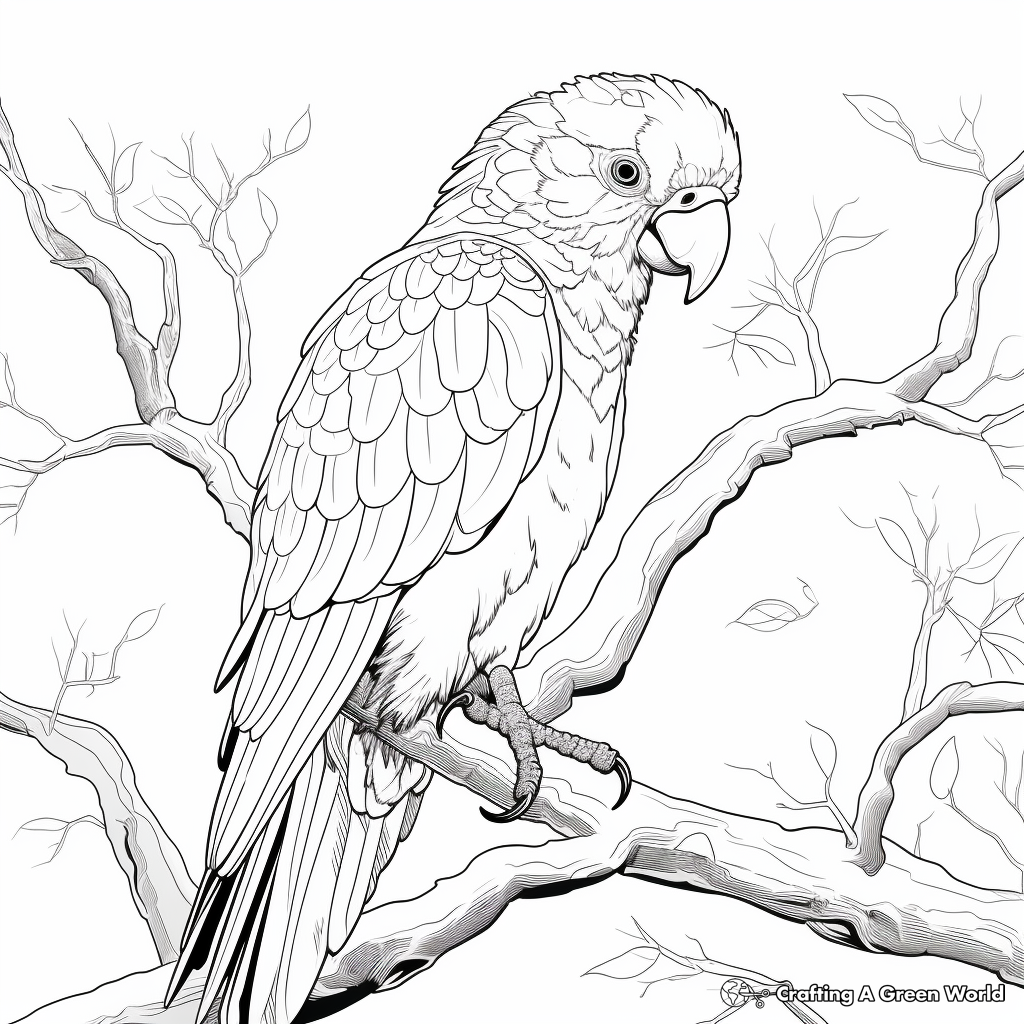 Captivating Macaw in its Natural Habitat Coloring Pages 1