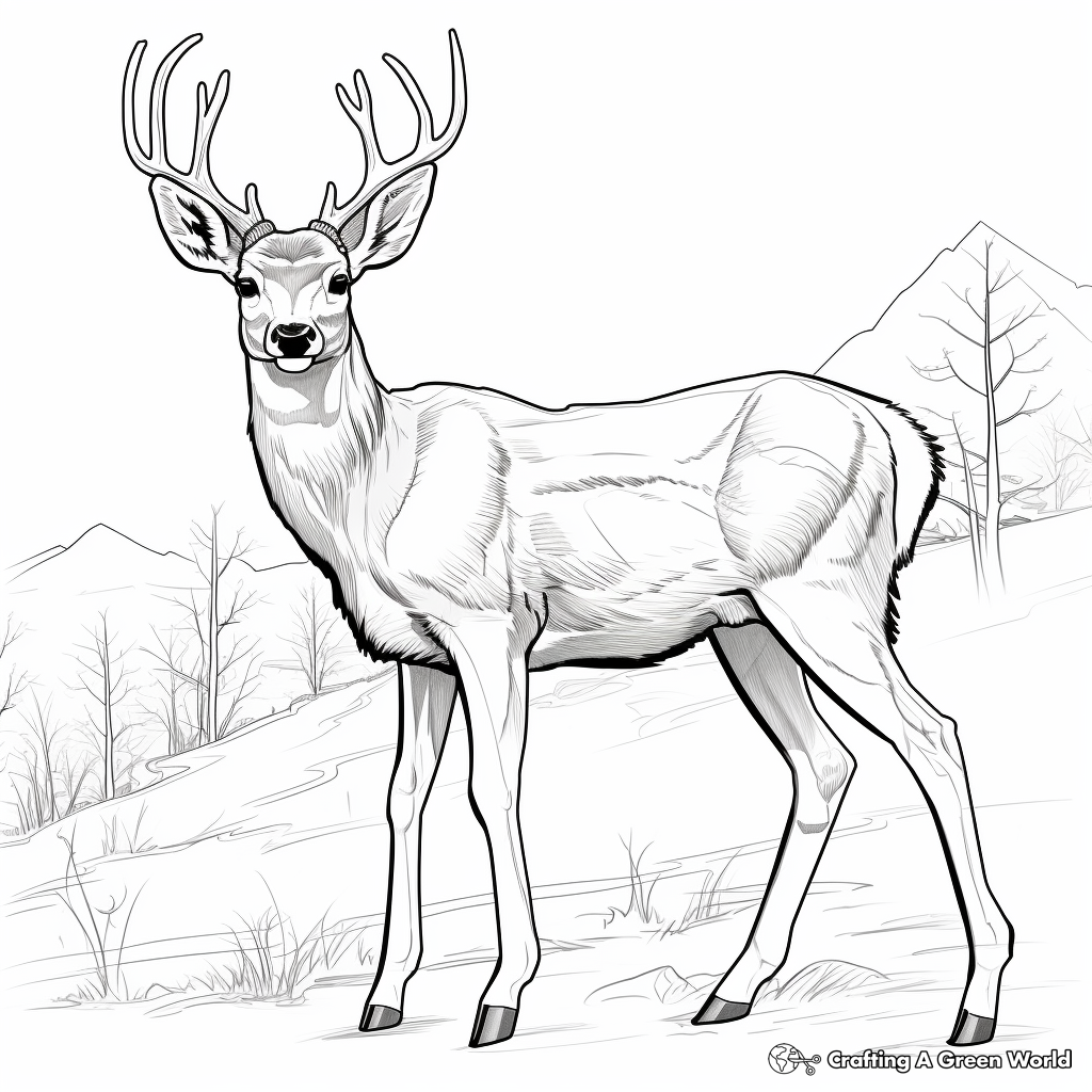 Captivating Majestic Mule Deer Coloring Pages 1