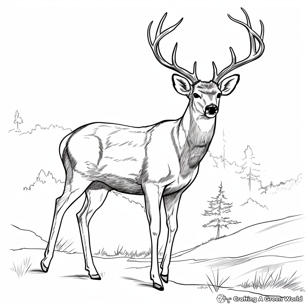 Captivating Majestic Mule Deer Coloring Pages 2