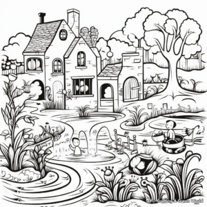 Captivating Water Garden Coloring Pages 1