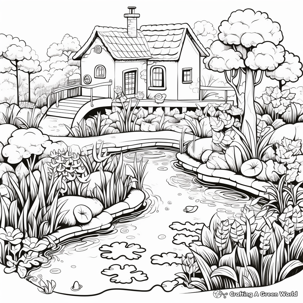 Captivating Water Garden Coloring Pages 3