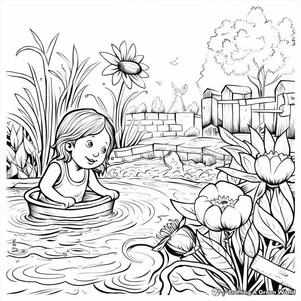 Captivating Water Garden Coloring Pages 4