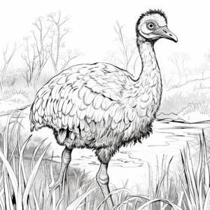 Capture the Wild: Emu in Bushland Coloring Pages 1