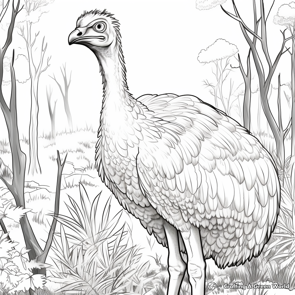 Capture the Wild: Emu in Bushland Coloring Pages 2