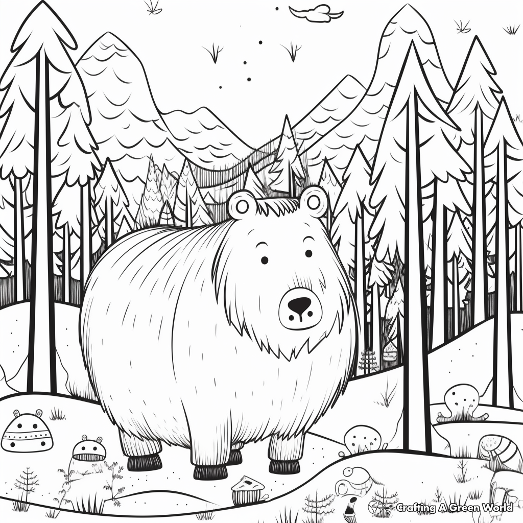 Capybara in the Night Forest Coloring Pages 2