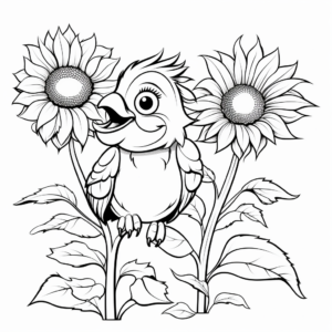 Cardinal and Sunflower Coloring Pages 1