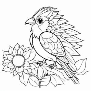 Cardinal and Sunflower Coloring Pages 3