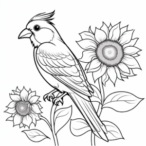 Cardinal and Sunflower Coloring Pages 4