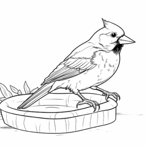 Cardinal Bird Feeding Coloring Pages 4