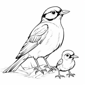 Cardinal Family Coloring Pages: Male, Female, and Fledglings 1