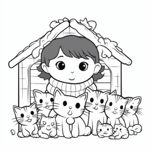 Caring for Shelter Cats Coloring Pages 1