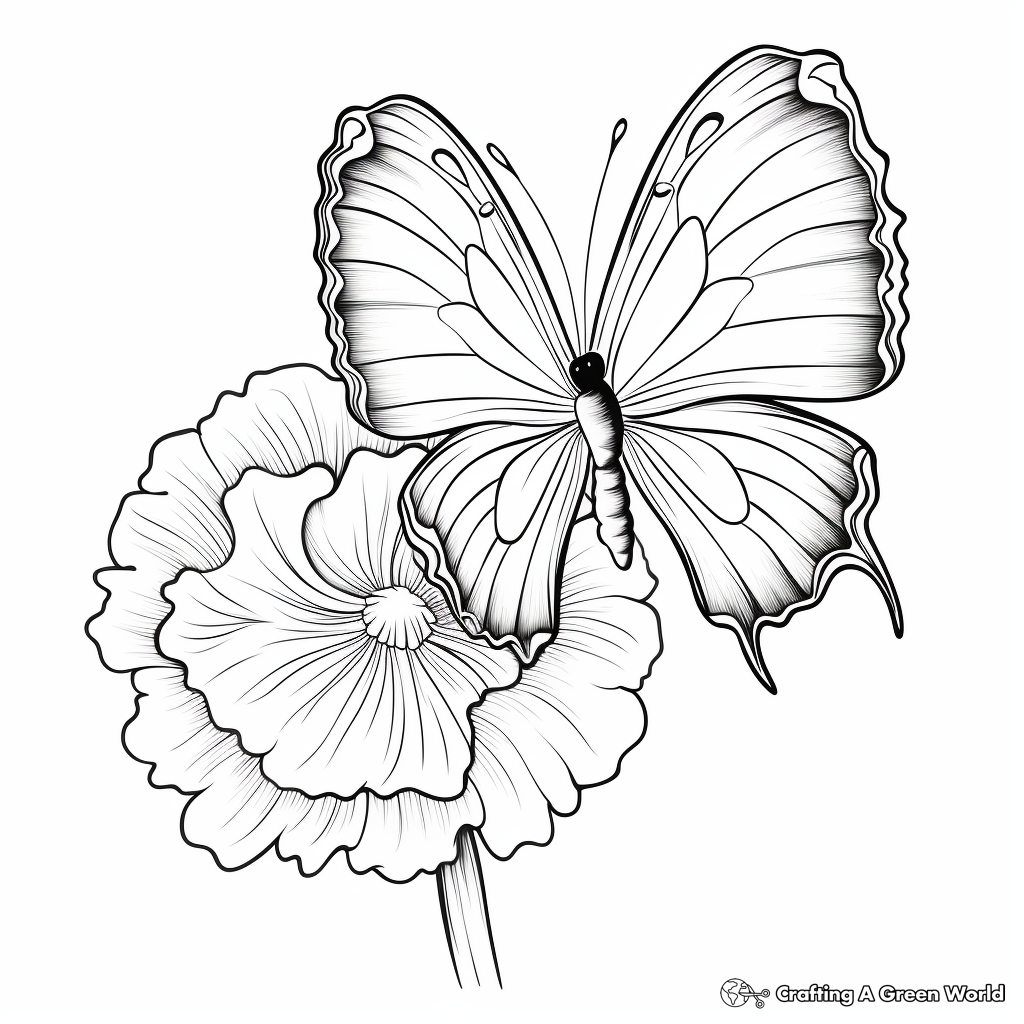 Carnation Flower and Butterfly Coloring Pages for Seniors 4