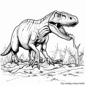 Carnivorous Allosaurus Eating Prey Coloring Pages 1