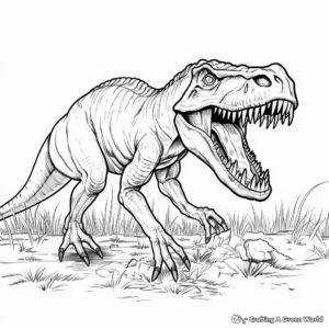 Carnivorous Allosaurus Eating Prey Coloring Pages 2
