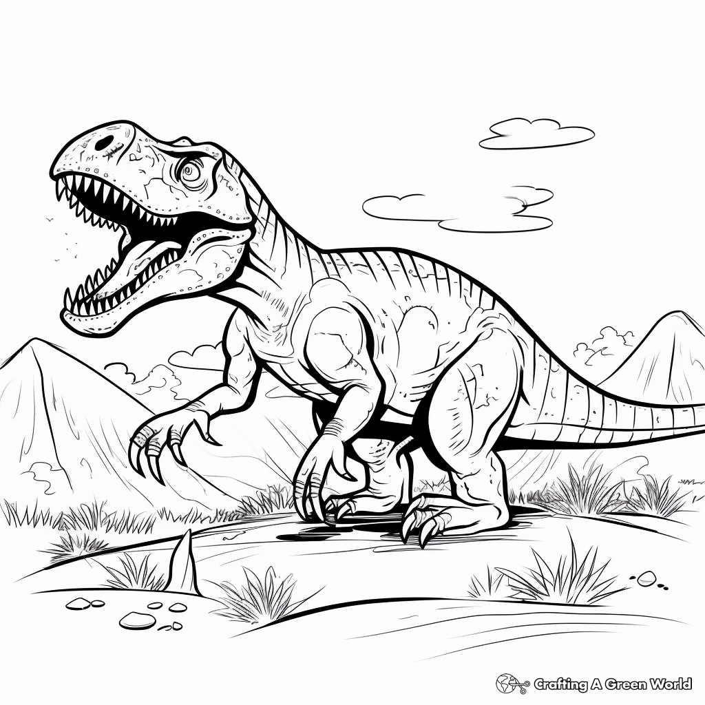 Carnivorous Allosaurus Eating Prey Coloring Pages 4