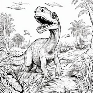 Carnivorous Dinosaurs Hunting Scene Coloring Pages 4