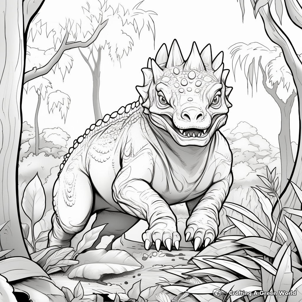 Carnotaurus and Jungle Scene Coloring Pages 3