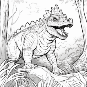 Carnotaurus and Jungle Scene Coloring Pages 4