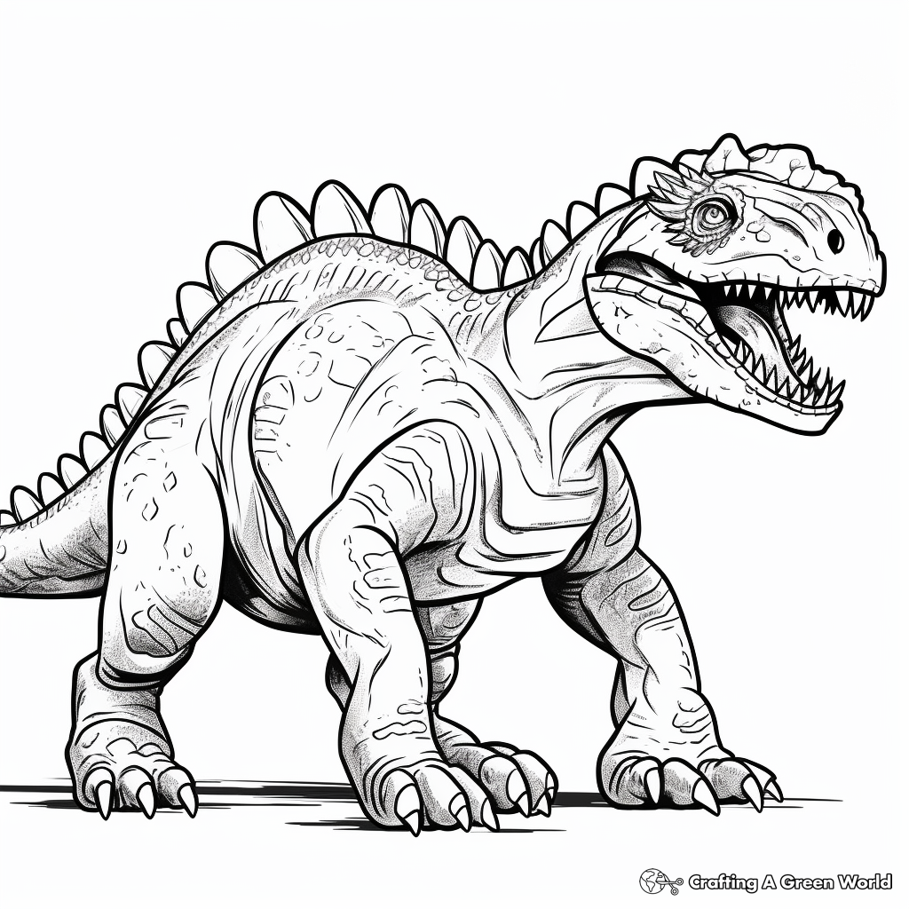 Carnotaurus and Prey Dinosaur Coloring Pages 1
